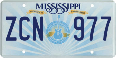 MS license plate ZCN977