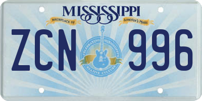 MS license plate ZCN996