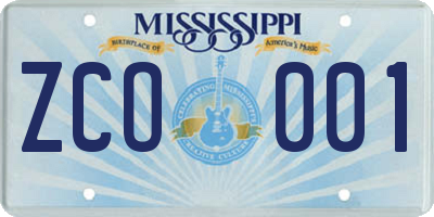 MS license plate ZCO001