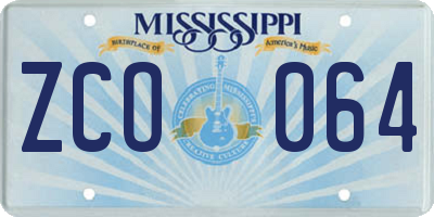 MS license plate ZCO064