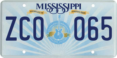 MS license plate ZCO065