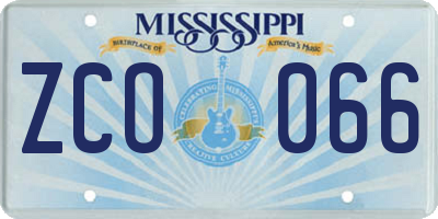 MS license plate ZCO066