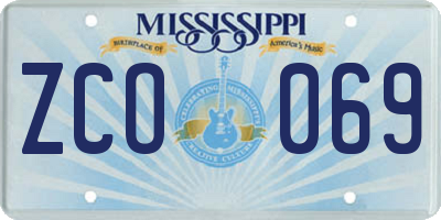 MS license plate ZCO069
