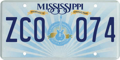MS license plate ZCO074