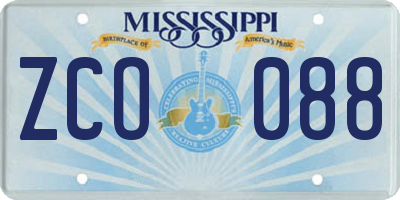 MS license plate ZCO088
