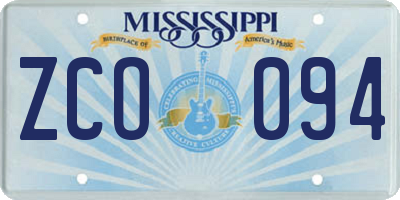 MS license plate ZCO094