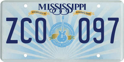 MS license plate ZCO097