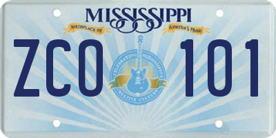 MS license plate ZCO101