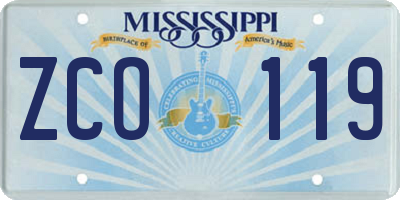 MS license plate ZCO119