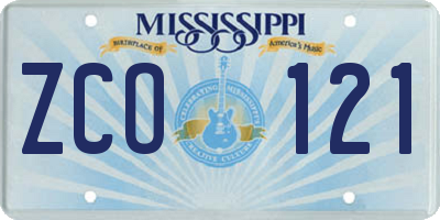 MS license plate ZCO121