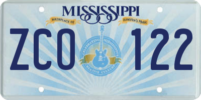 MS license plate ZCO122