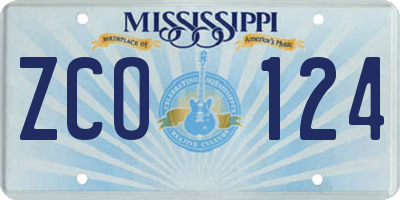 MS license plate ZCO124