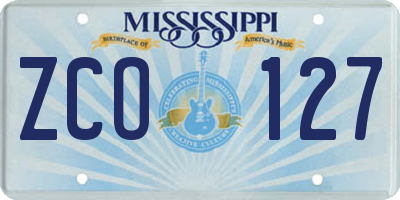 MS license plate ZCO127