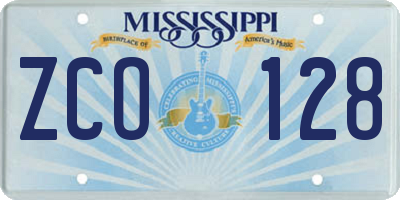 MS license plate ZCO128
