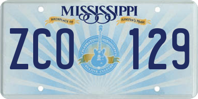MS license plate ZCO129