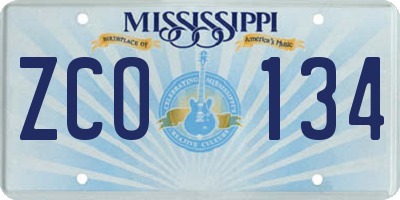 MS license plate ZCO134