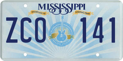 MS license plate ZCO141