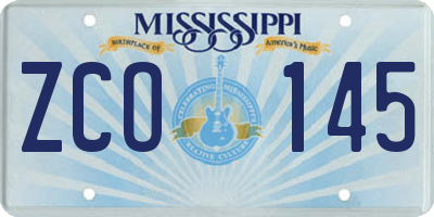 MS license plate ZCO145