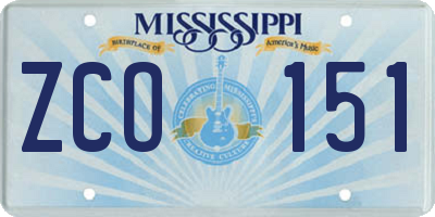 MS license plate ZCO151
