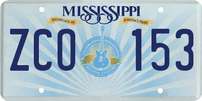 MS license plate ZCO153