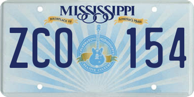 MS license plate ZCO154