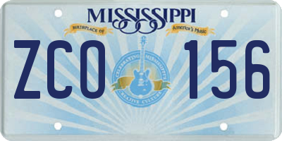 MS license plate ZCO156