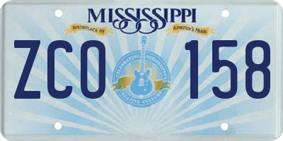 MS license plate ZCO158