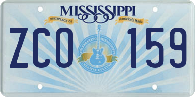 MS license plate ZCO159