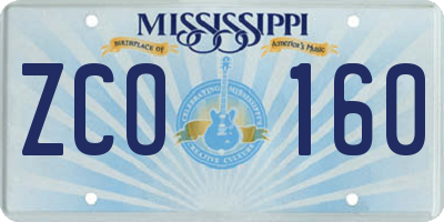 MS license plate ZCO160