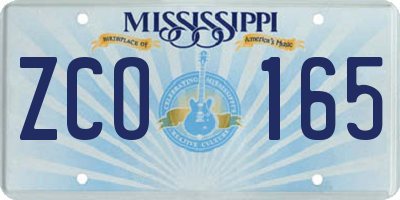 MS license plate ZCO165