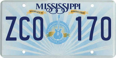 MS license plate ZCO170