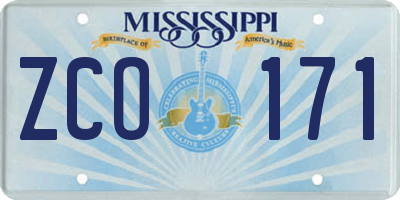 MS license plate ZCO171