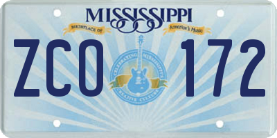 MS license plate ZCO172