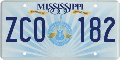MS license plate ZCO182