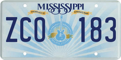MS license plate ZCO183