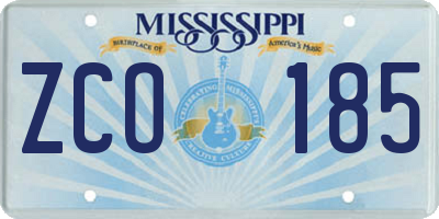 MS license plate ZCO185