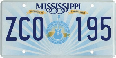 MS license plate ZCO195