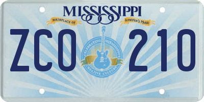 MS license plate ZCO210