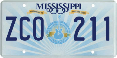 MS license plate ZCO211