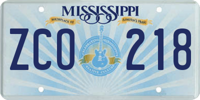MS license plate ZCO218