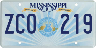 MS license plate ZCO219