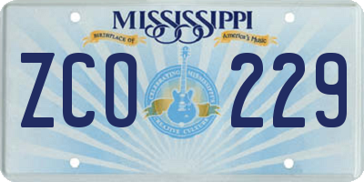 MS license plate ZCO229