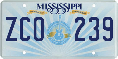 MS license plate ZCO239