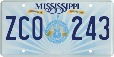 MS license plate ZCO243