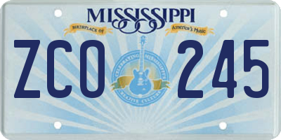 MS license plate ZCO245