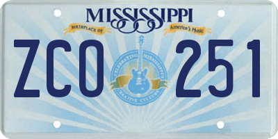 MS license plate ZCO251