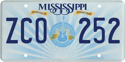 MS license plate ZCO252