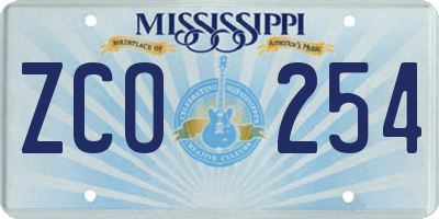 MS license plate ZCO254