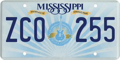 MS license plate ZCO255