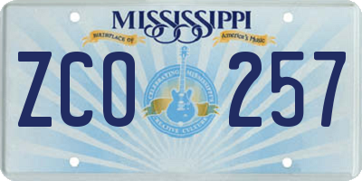 MS license plate ZCO257
